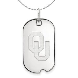 Sterling Silver U. of Oklahoma Dog Tag Necklace - 24 Inch
